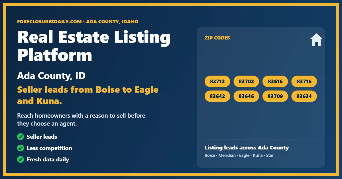 Real estate listing platform Ada County ID from ForeclosuresDaily.com