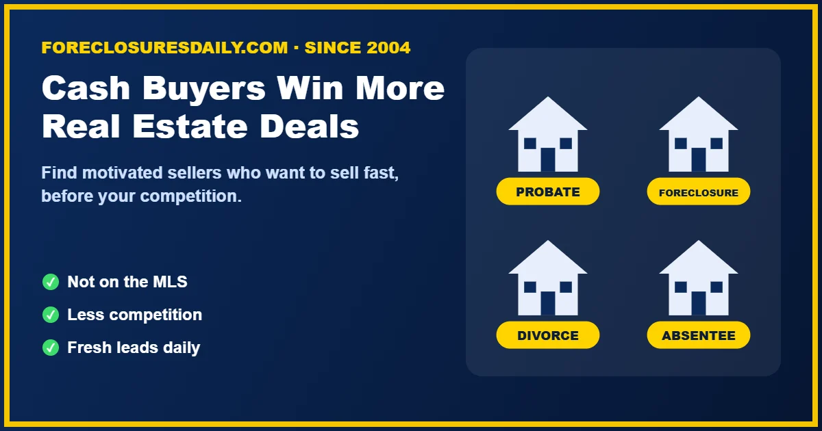 Real estate cash buyer reviewing off-market leads