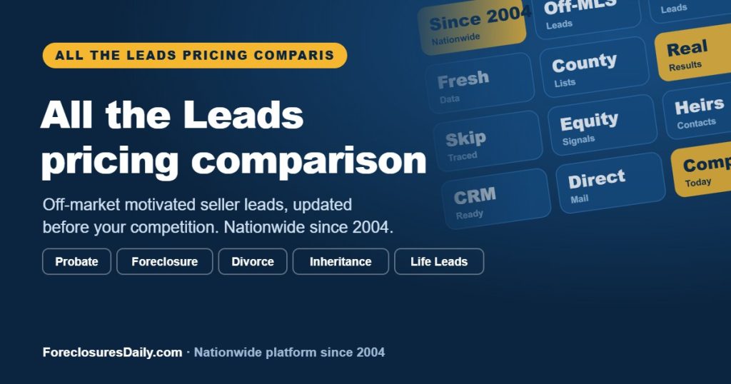 All the Leads pricing comparison | ForeclosuresDaily.com