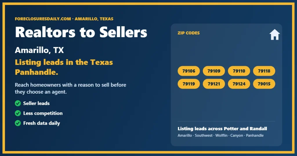 Realtors to sellers in Amarillo guide from ForeclosuresDaily.com