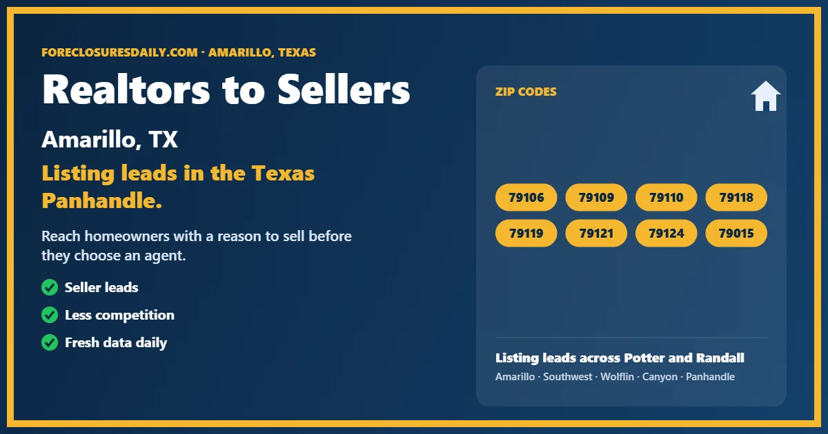 Realtors to sellers in Amarillo guide from ForeclosuresDaily.com