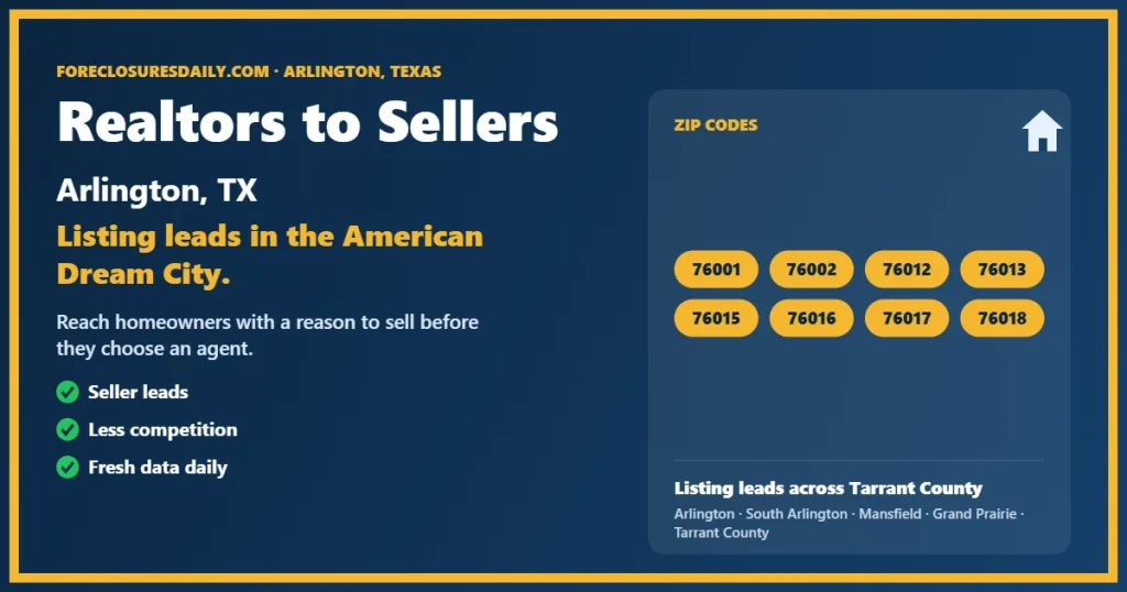 Realtors to sellers in Arlington guide from ForeclosuresDaily.com
