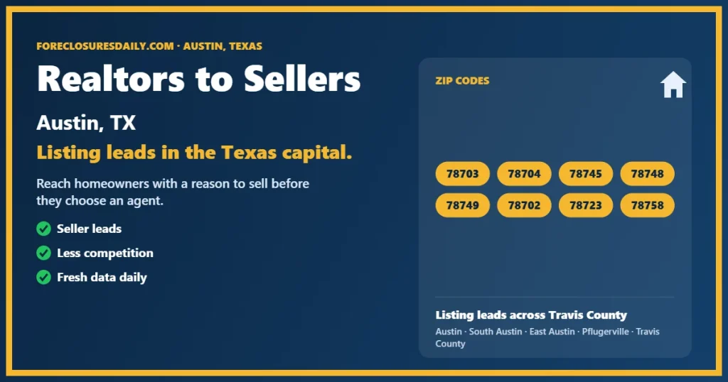 Realtors to sellers in Austin guide from ForeclosuresDaily.com