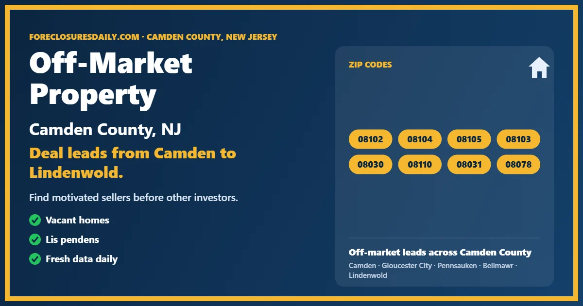 Off-market property Camden County NJ from ForeclosuresDaily.com