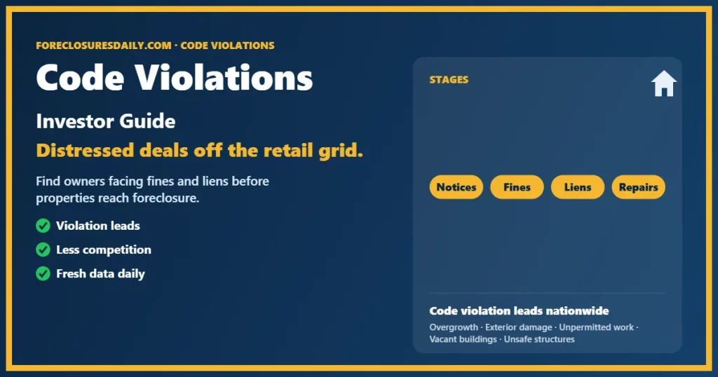 Code violations investor guide from ForeclosuresDaily.com