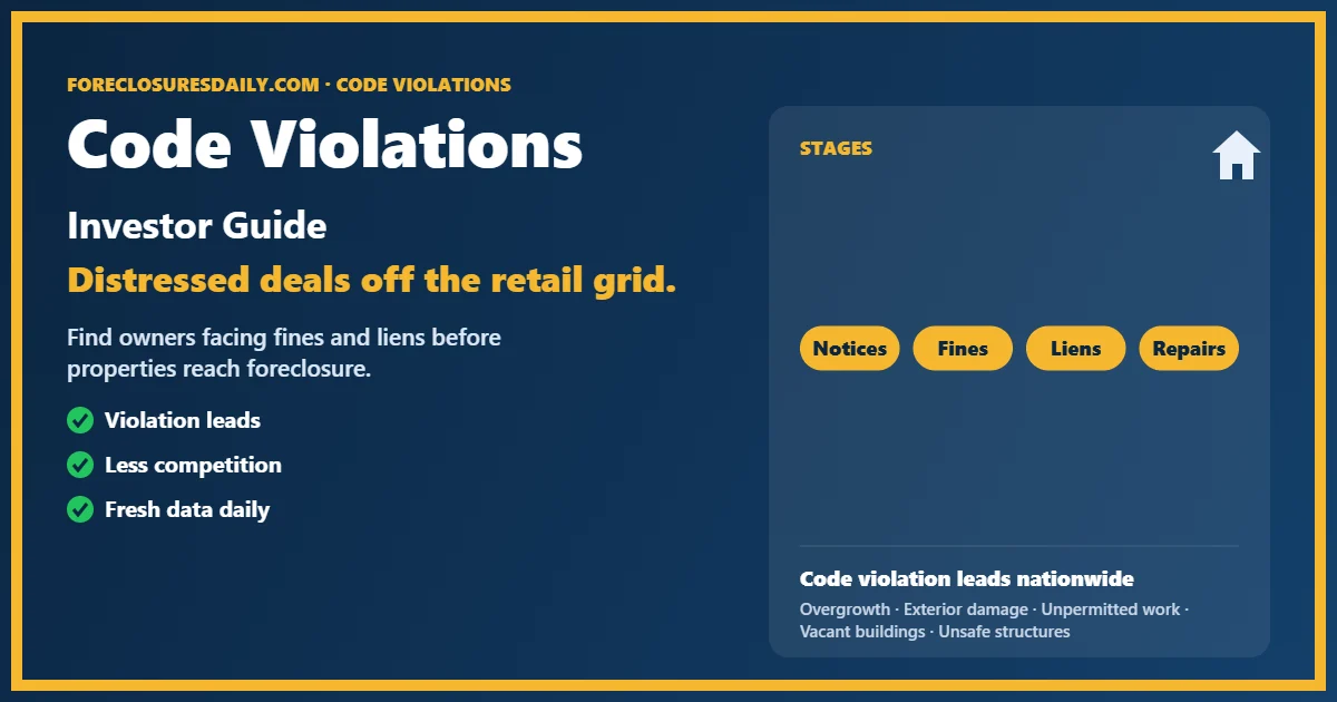 Code violations investor guide from ForeclosuresDaily.com