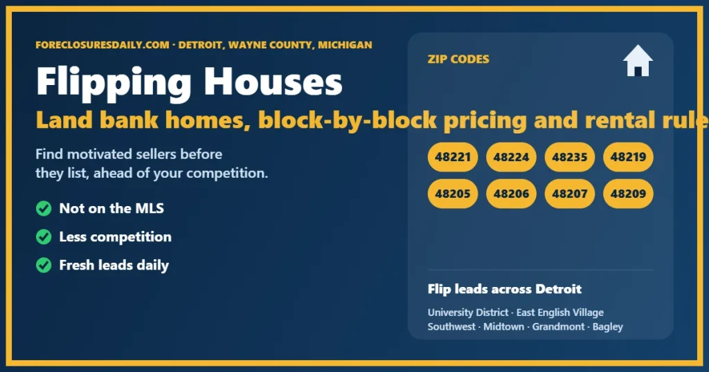 Flipping houses Detroit MI guide from ForeclosuresDaily.com