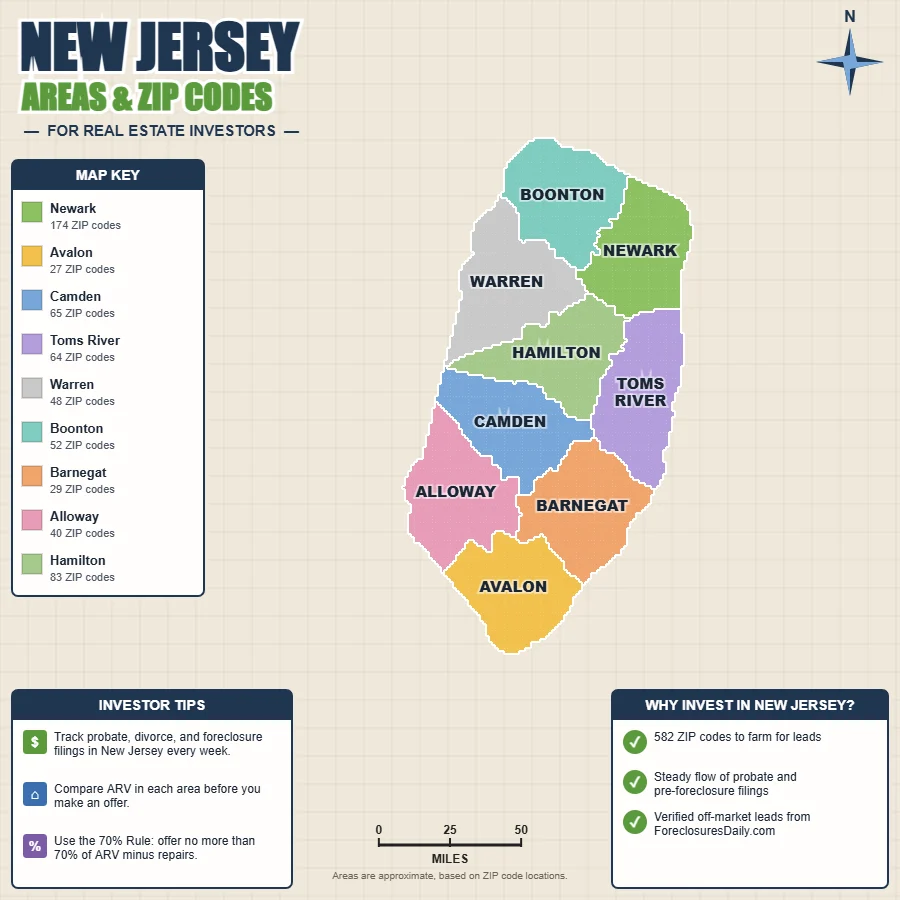 New Jersey distressed properties map by area and ZIP code