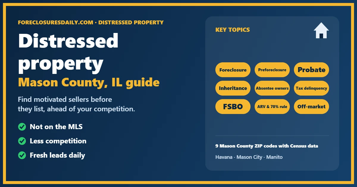 Distressed property guide for Mason County, Illinois investors from ForeclosuresDaily.com