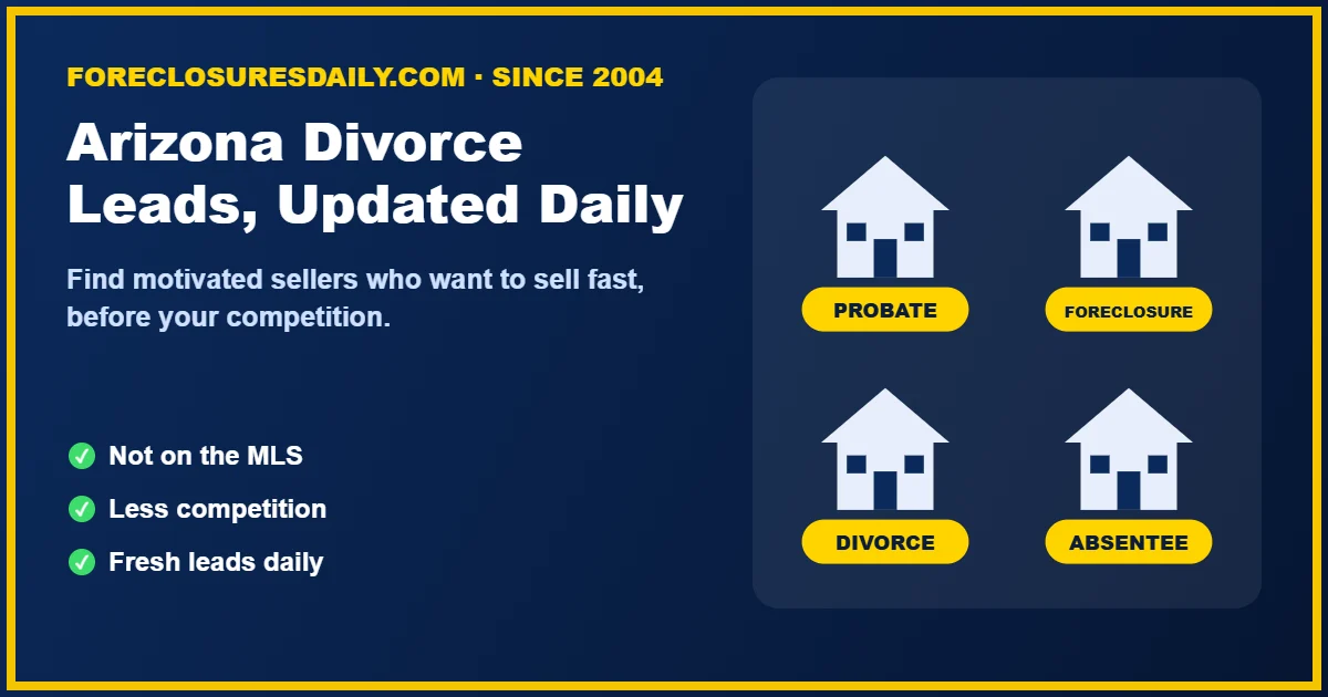 Investor reviewing Arizona divorce real estate leads