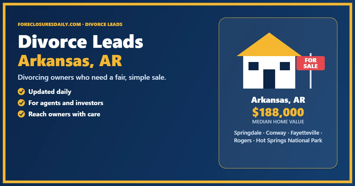 Divorce real estate leads in Arkansas