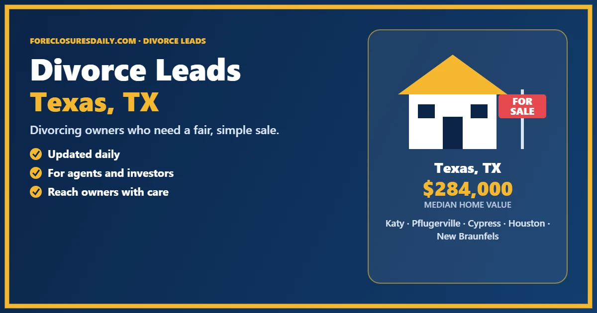 Divorce real estate leads in Texas