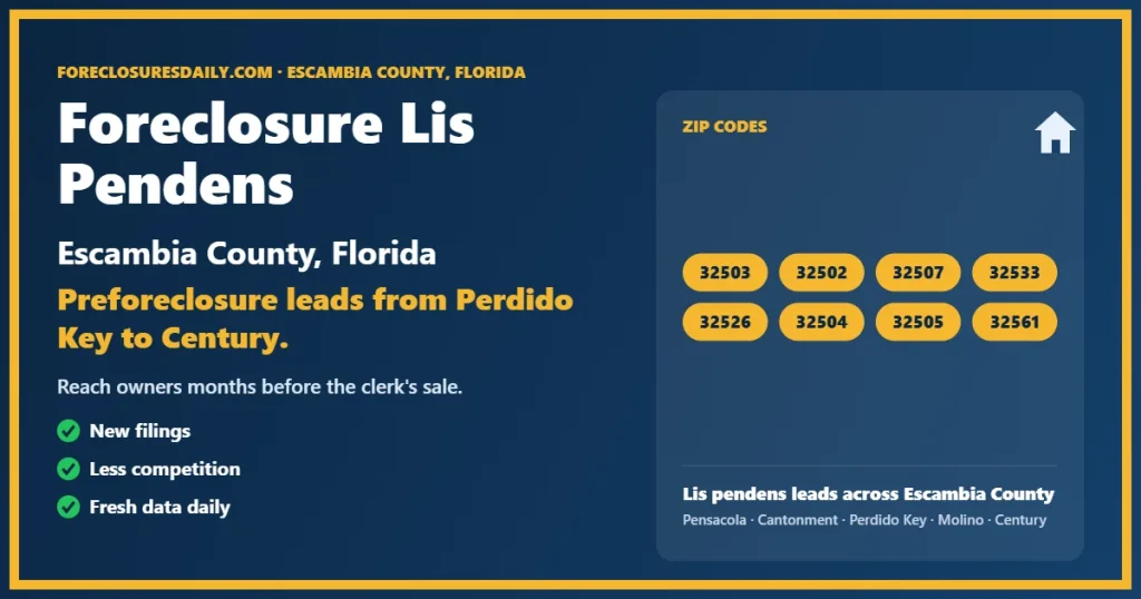 Foreclosure lis pendens Escambia County Florida from ForeclosuresDaily.com