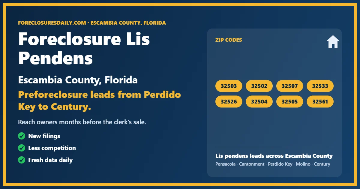 Foreclosure lis pendens Escambia County Florida from ForeclosuresDaily.com