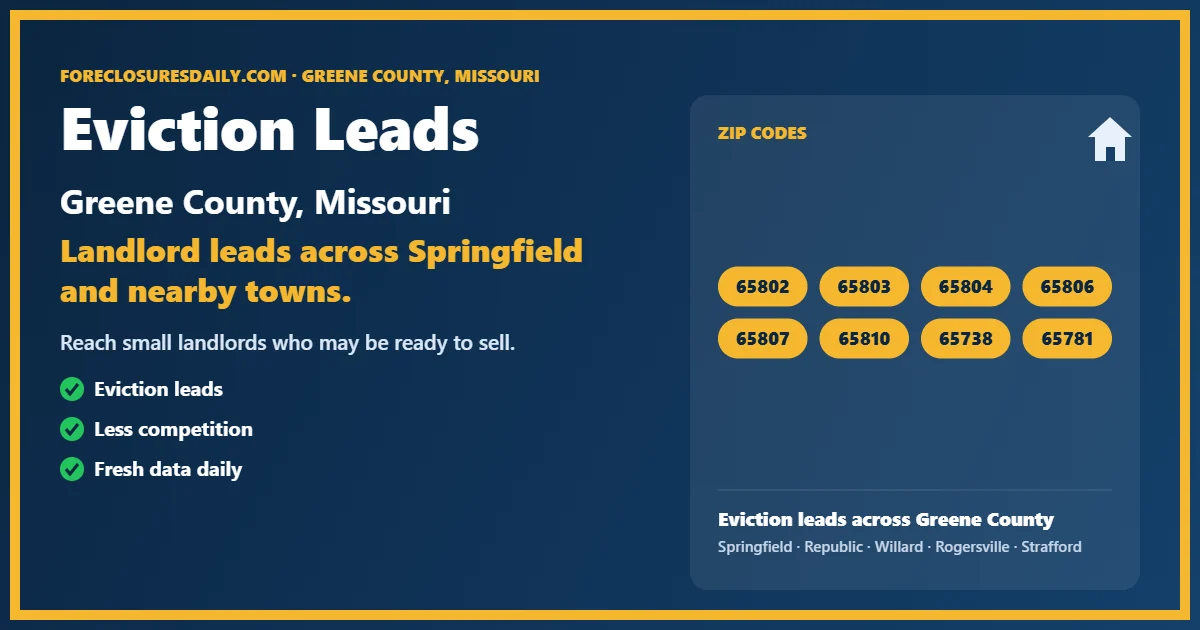 Eviction leads Greene County Missouri from ForeclosuresDaily.com