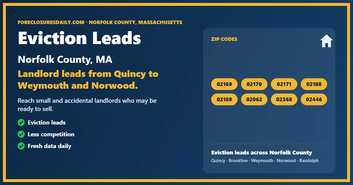 Eviction leads Norfolk County Massachusetts from ForeclosuresDaily.com