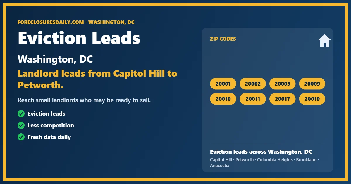Eviction leads Washington DC from ForeclosuresDaily.com