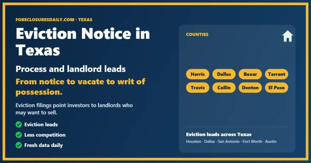 Eviction notice in Texas guide from ForeclosuresDaily.com