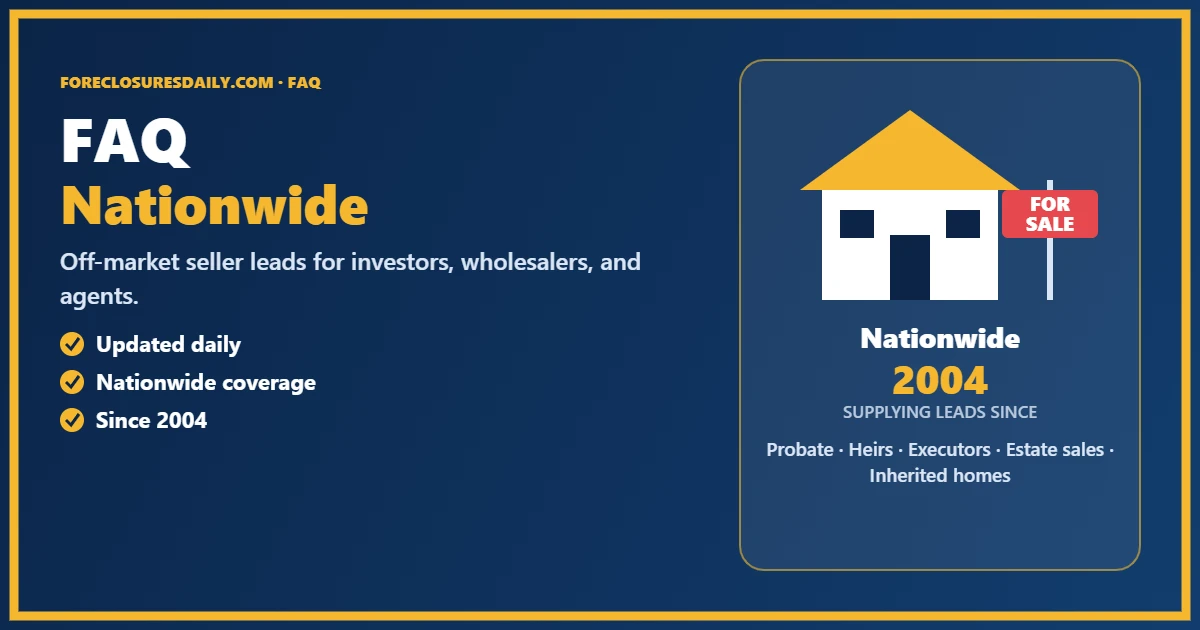 ForeclosuresDaily.com FAQ: Lead Sources, Data and Delivery