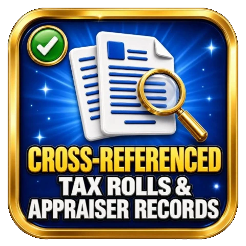 Cross-referenced tax rolls and property appraiser records