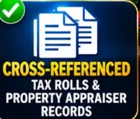 Cross-referenced tax rolls and property appraiser records