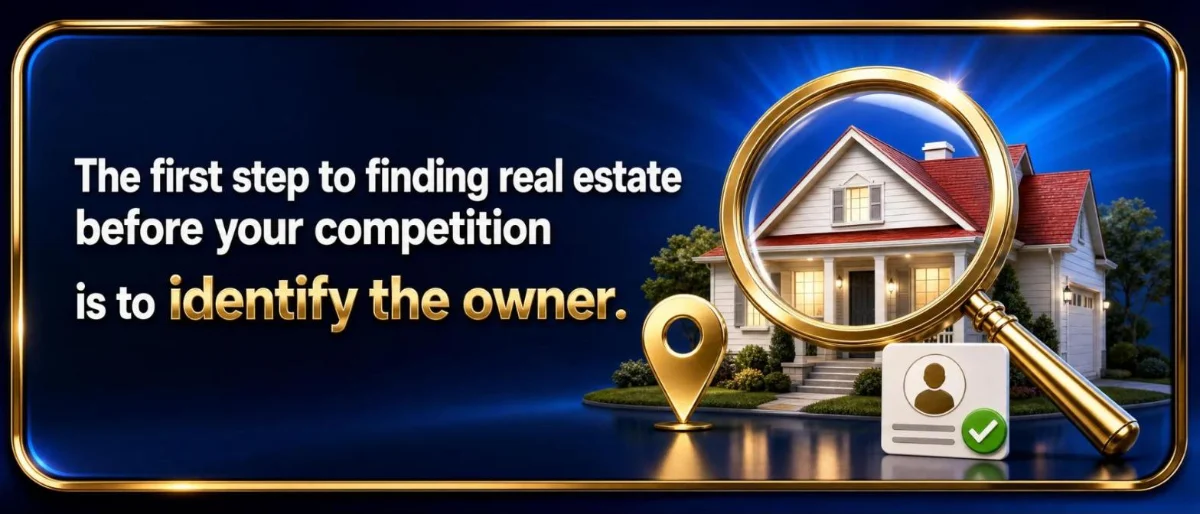 The first step to finding real estate before your competition is to identify the owner