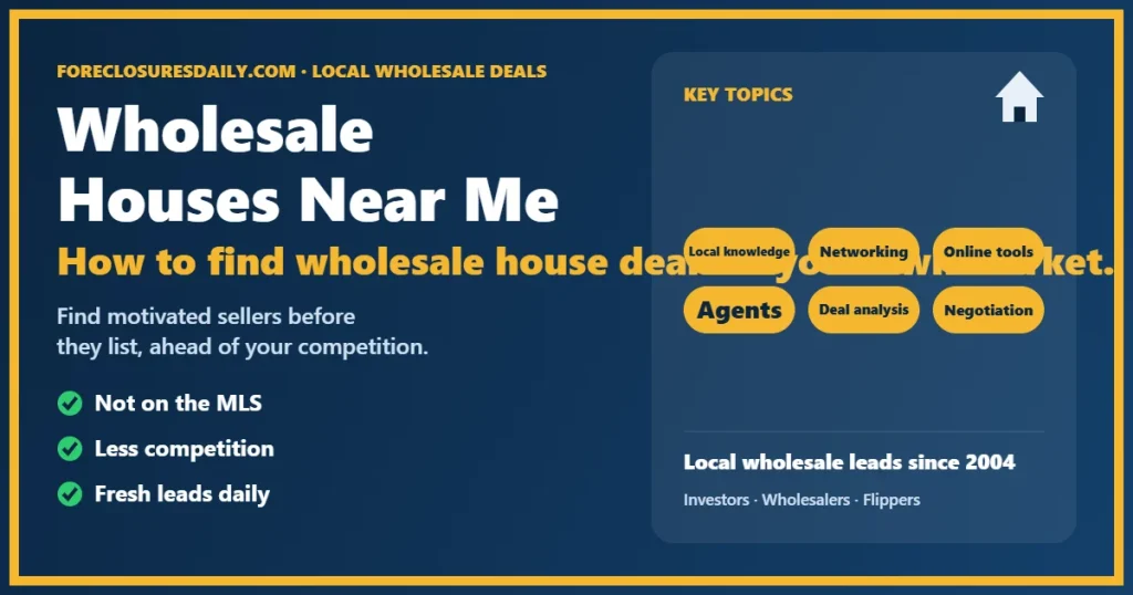 Wholesale houses near me guide from ForeclosuresDaily.com