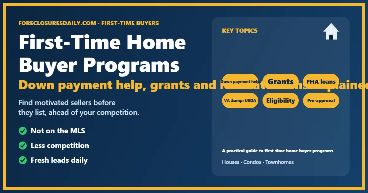 First time home buyer programs and loans guide from ForeclosuresDaily.com
