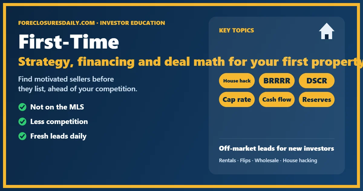 First-Time Real Estate Investor Guide: Financing, Deal Math and Your First Property
