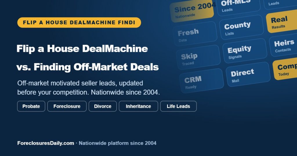 Flip a House: DealMachine vs. Finding Off-Market Deals | ForeclosuresDaily.com