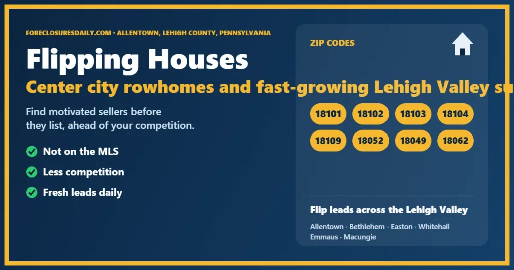 Flipping houses Allentown PA guide from ForeclosuresDaily.com