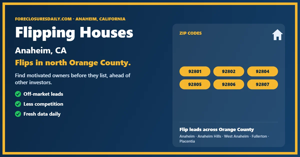 Flipping houses Anaheim guide from ForeclosuresDaily.com
