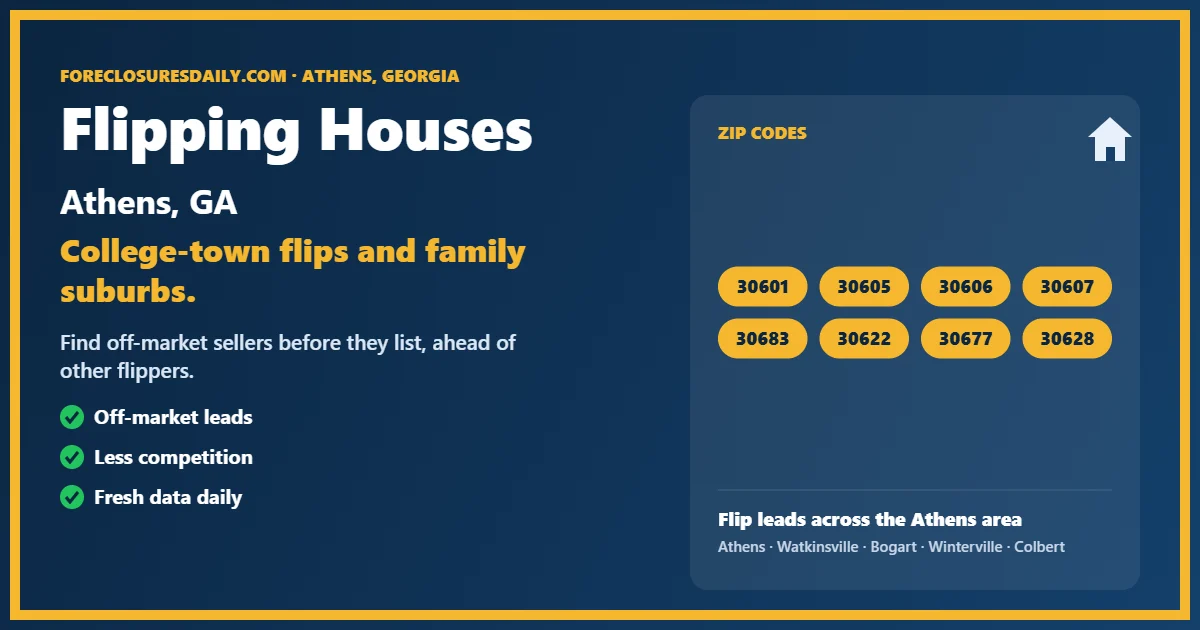 Flipping houses Athens GA guide from ForeclosuresDaily.com