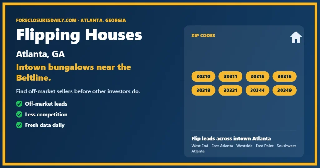 Flipping houses Atlanta GA guide from ForeclosuresDaily.com
