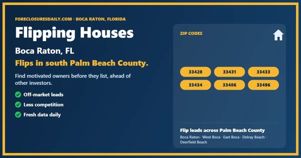 Flipping houses Boca Raton FL guide from ForeclosuresDaily.com