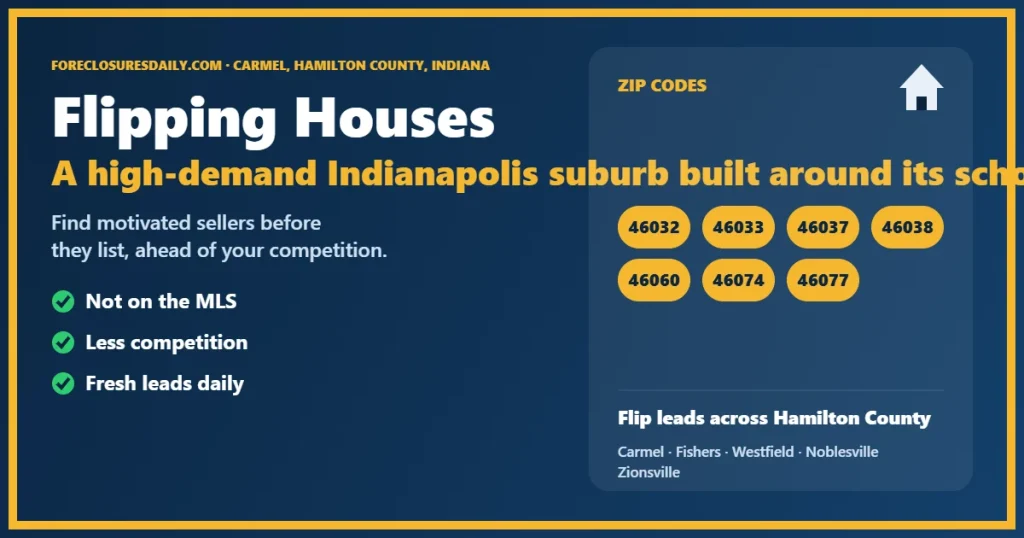 Flipping houses Carmel IN guide from ForeclosuresDaily.com