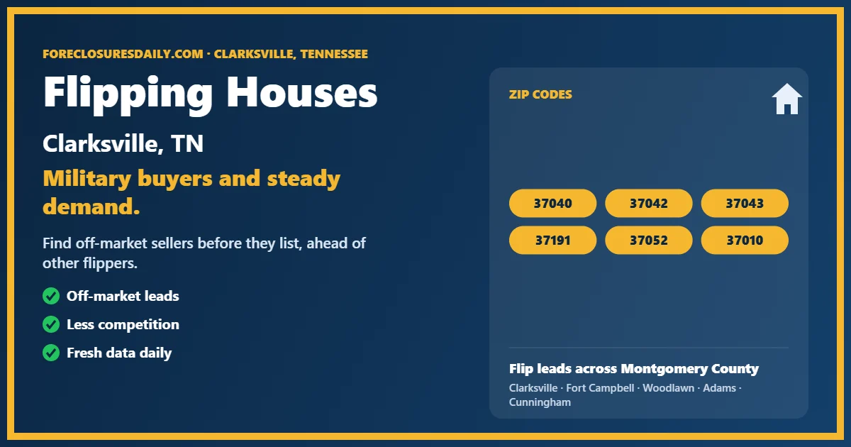 Flipping houses Clarksville TN guide from ForeclosuresDaily.com