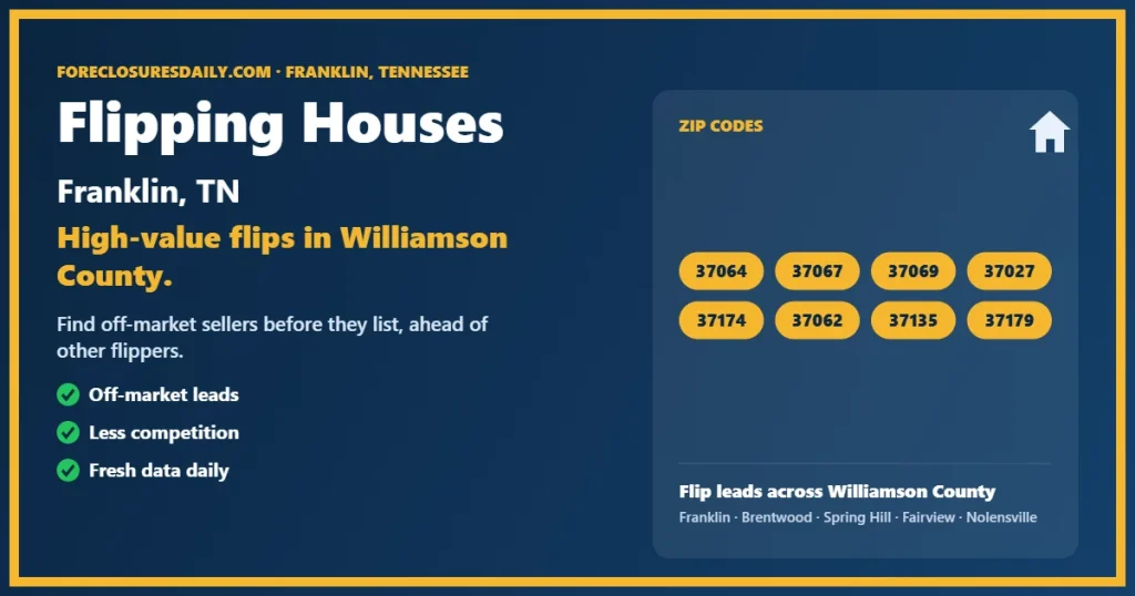 Flipping houses Franklin TN guide from ForeclosuresDaily.com