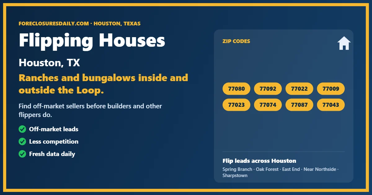 Flipping houses Houston TX guide from ForeclosuresDaily.com