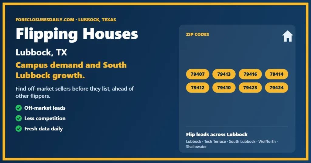 Flipping houses Lubbock TX guide from ForeclosuresDaily.com