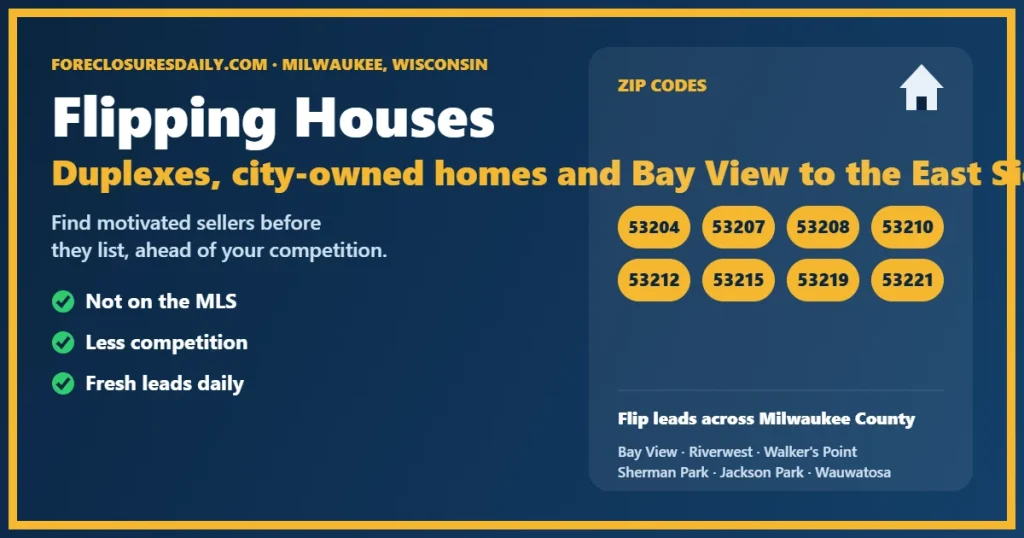 Flipping houses Milwaukee WI guide from ForeclosuresDaily.com