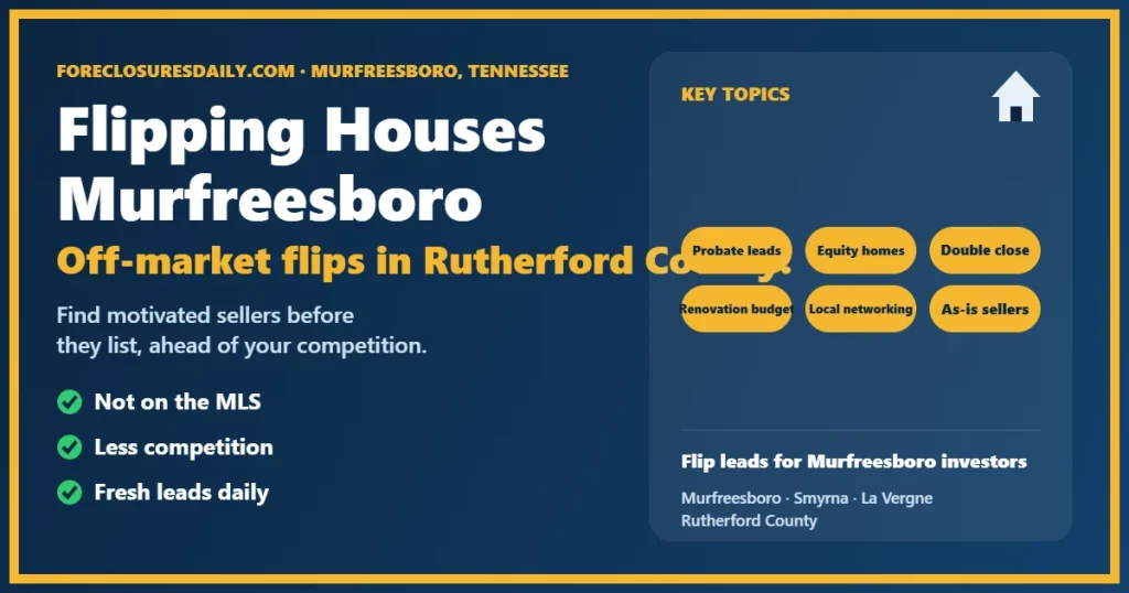 Flipping houses Murfreesboro TN guide from ForeclosuresDaily.com
