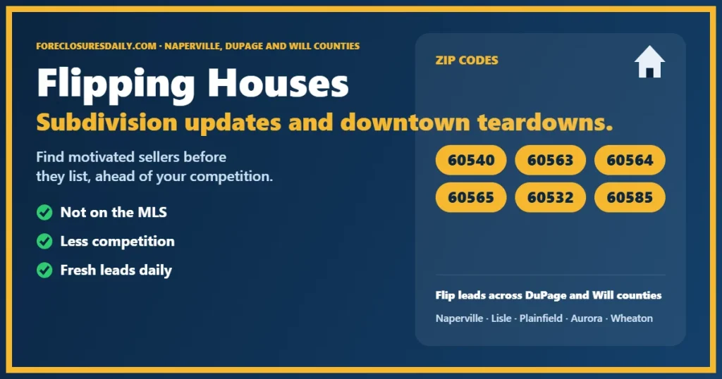 Flipping houses Naperville IL guide from ForeclosuresDaily.com