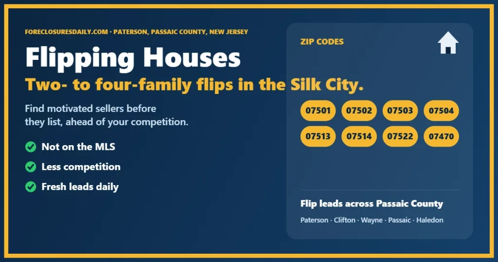 Flipping houses Paterson NJ guide from ForeclosuresDaily.com