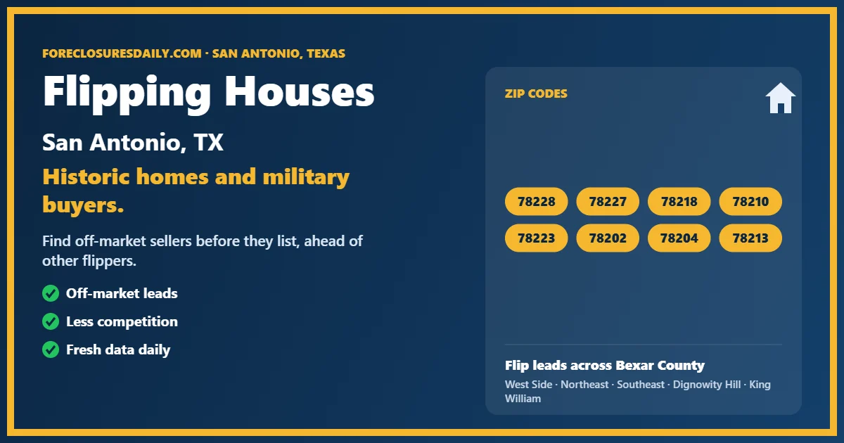Flipping houses San Antonio TX guide from ForeclosuresDaily.com