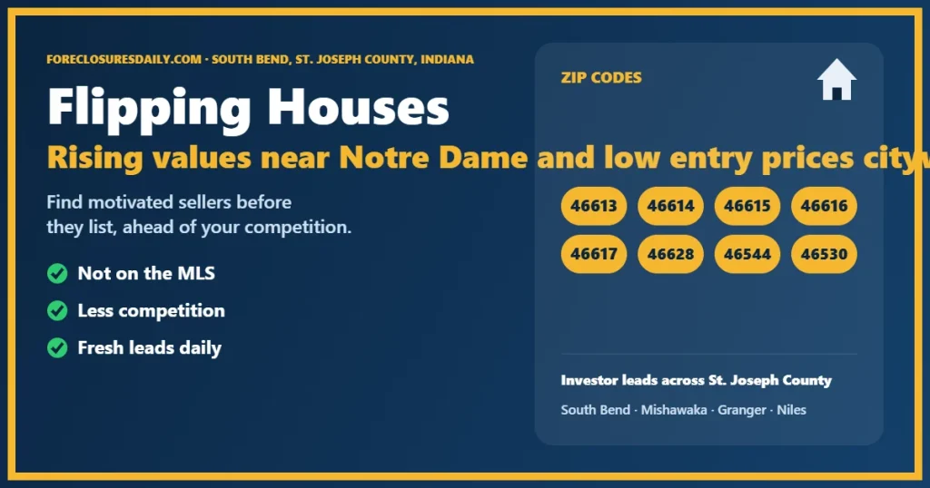Flipping houses South Bend IN guide from ForeclosuresDaily.com