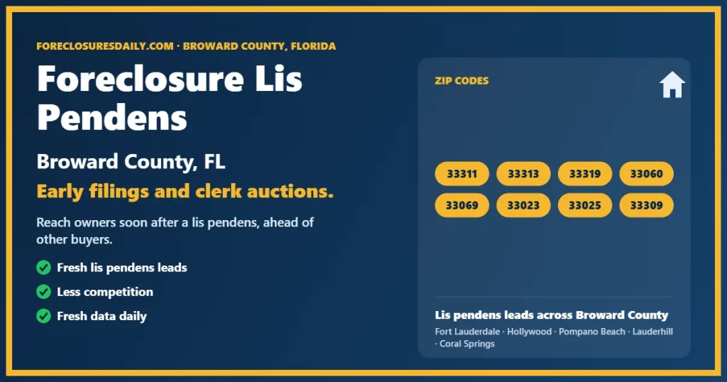 Foreclosure lis pendens Broward County Florida guide from ForeclosuresDaily.com