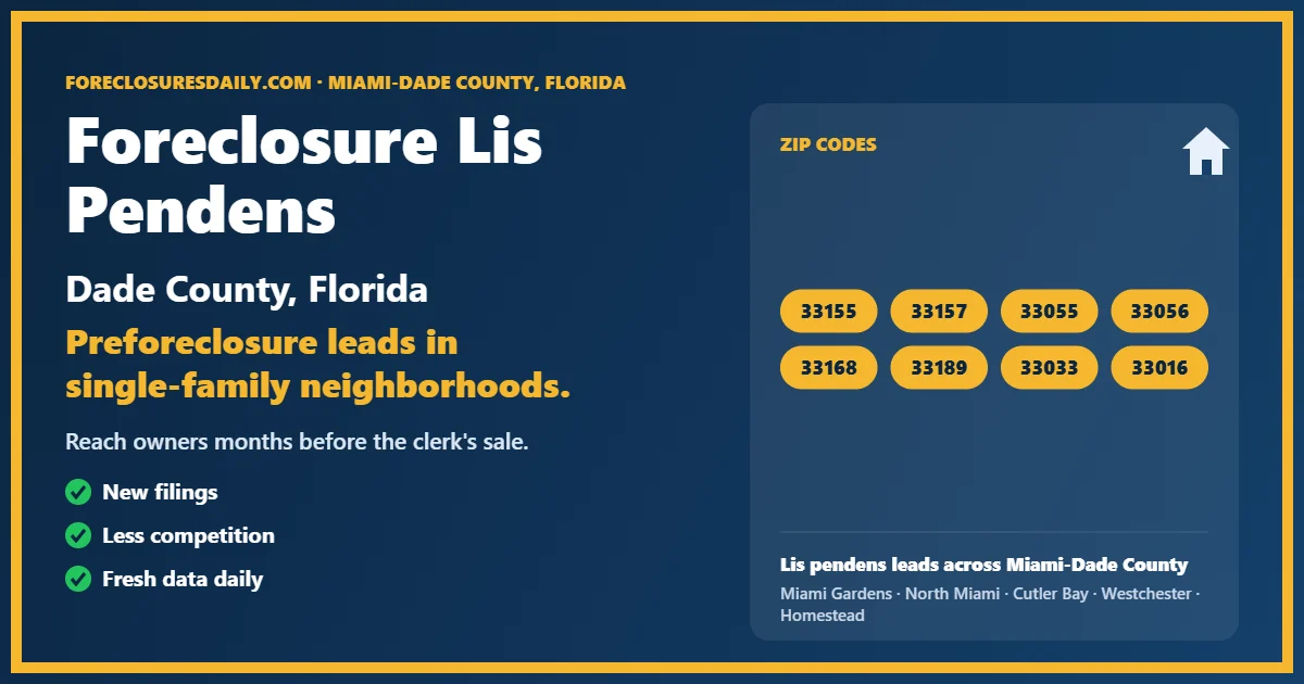 Foreclosure lis pendens Dade County Florida from ForeclosuresDaily.com