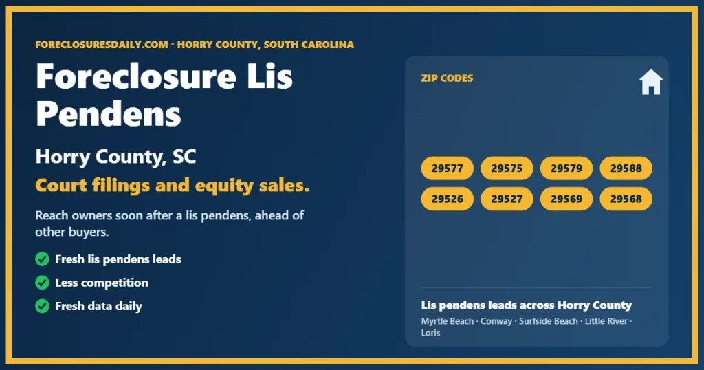 Foreclosure lis pendens Horry County South Carolina guide from ForeclosuresDaily.com
