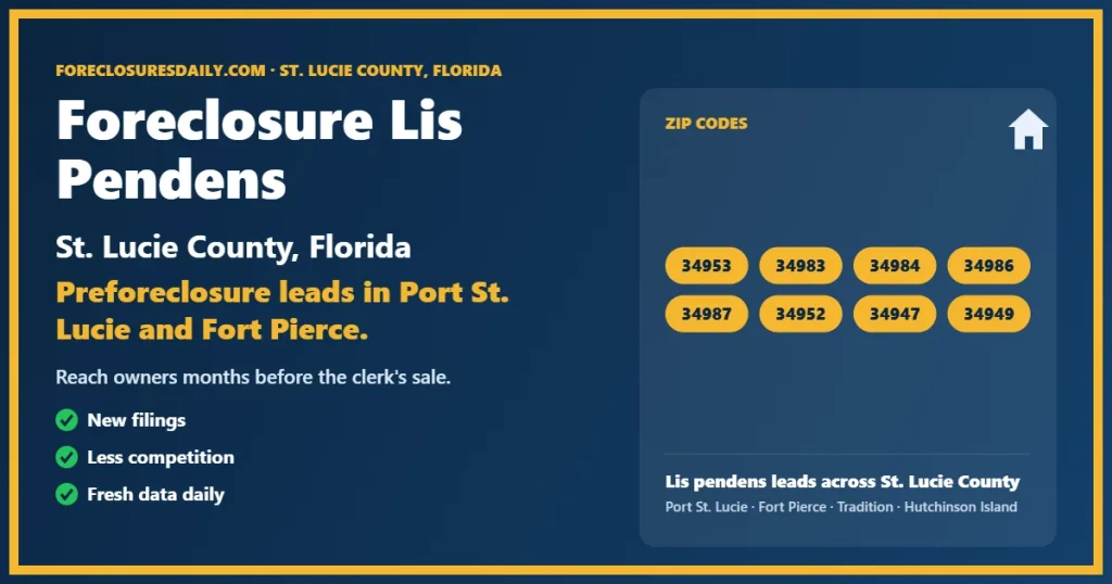 Foreclosure lis pendens St. Lucie County Florida from ForeclosuresDaily.com